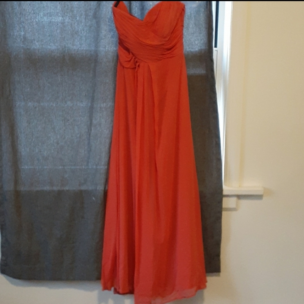Stunning Strapless Coral Bridesmaid